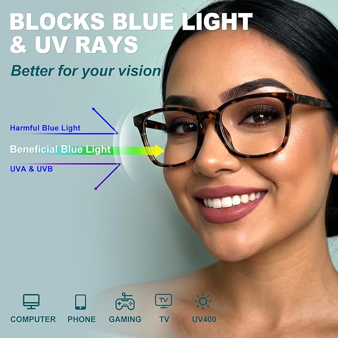 Blue Light Glasses for Women Men Square Computer Glasses Anti Glare UV Blocking Vita