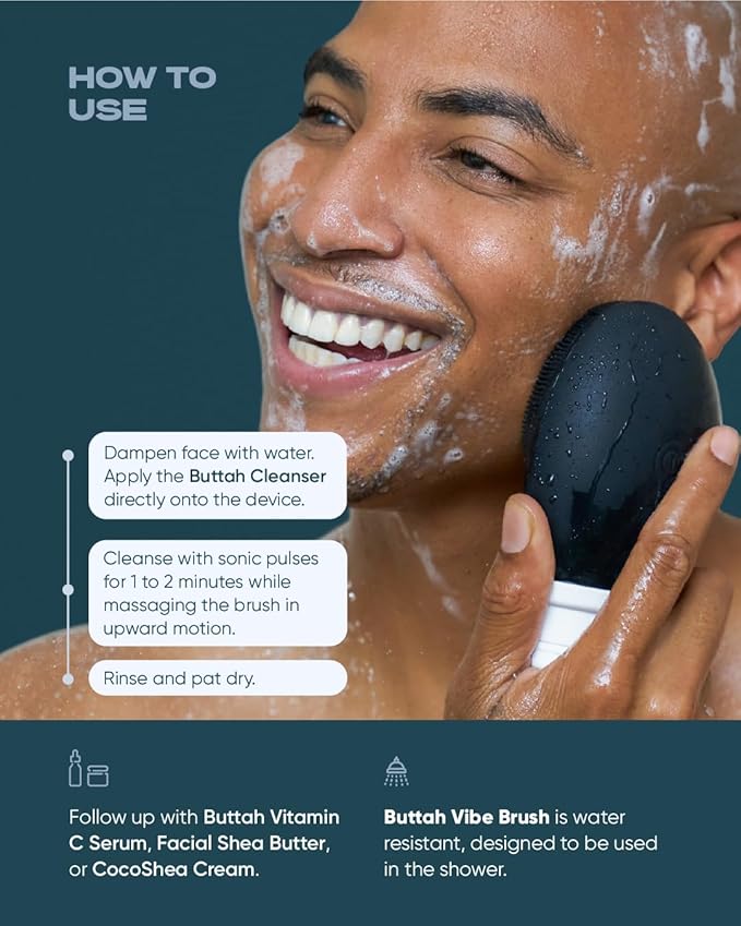 Buttah Skin by Dorion Renaud Buttah Vibe Cleansing Brush with Stand Ã¢ÂÂ New & Improved Technology for Deep Cleansing & Gentle Exfoliation - Sonic Pulsating Face Brush - 2-Speed for Men & Women