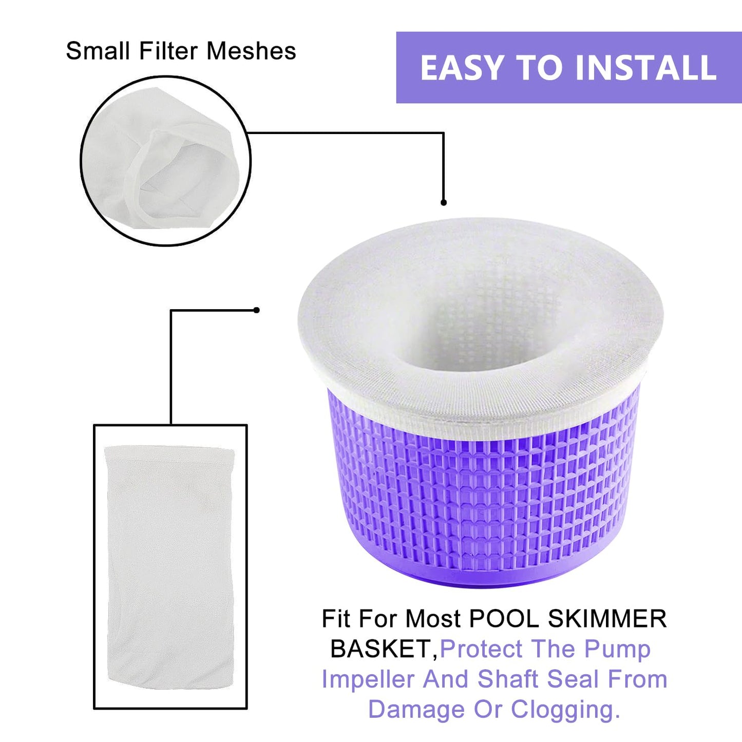 Coopache 90-Pack of Pool Skimmer Socks - Filters Baskets, Skimmers Cleans Debris and Leaves for In-Ground and Above Ground Pools