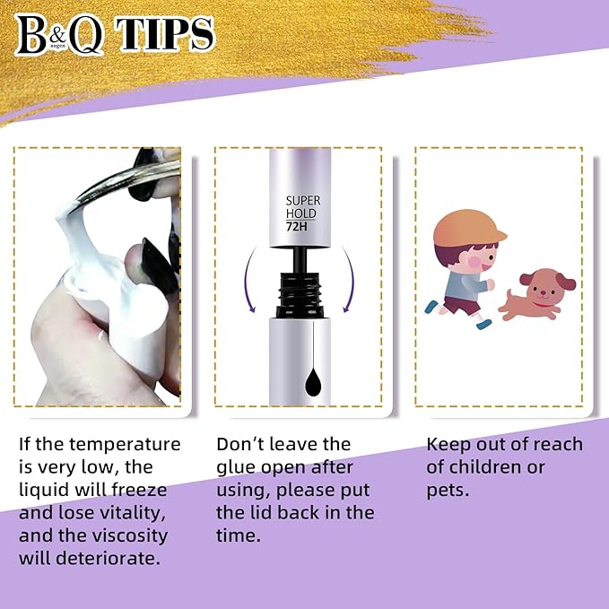 B&Q Lash Cluster Glue 10ML Lash Bond and Seal Waterproof for Eyelash Clusters, Best Lashs Bond and Seal, Professional DIY Lashs Glue Bonds & Seals Long Lasting Strong Hold 2-in-1 Home Use(Bond&Seal)