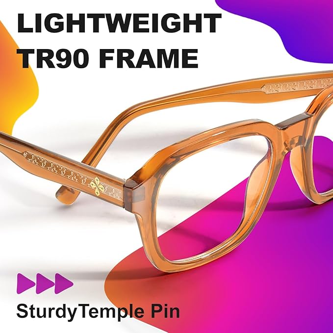VISOONE Oversized Square Blue Light Blocking Glasses Fashion Computer Eyewear for Women and Men BENNETT