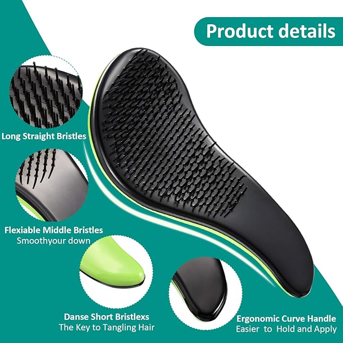 WYNK Detangling Brush 2-Pack for Adults & Kids - Green & Pink Hairbrush for Wet/Curly/Thick Hair, Gentle Knot Remover with Scalp Massage