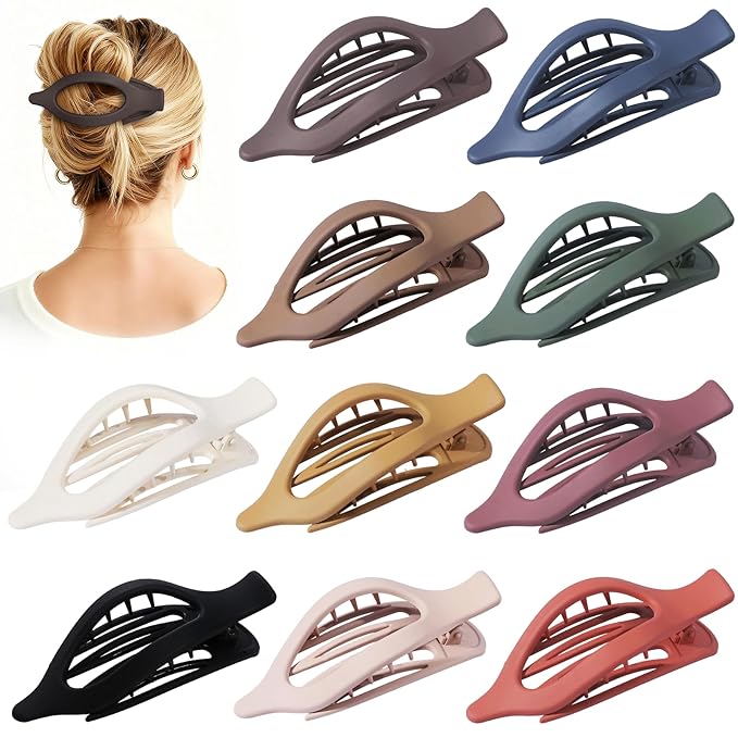 10 Pcs Flat Hair Clips for Women French Concord Claw Clips for Thick and Thin Hair Claw Clips Duck Billed Barrettes Hair Accessories for Women and Girls (Hot)