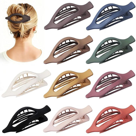 10 Pcs Flat Hair Clips for Women French Concord Claw Clips for Thick and Thin Hair Claw Clips Duck Billed Barrettes Hair Accessories for Women and Girls (Hot)