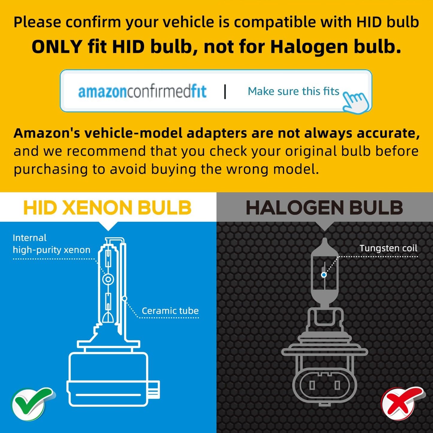 Sinoparcel D1S Xenon HID Headlights Bulb - 8000K 35W High Low Beam 66144 66140 85140 85415 Replacement Bulb - Pack of 2