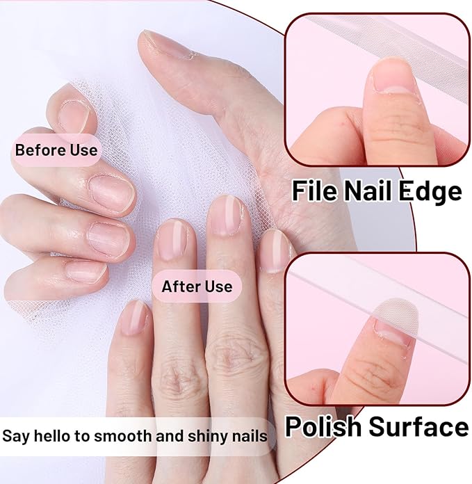 2 Pcs Glass Nail Buffers with Case, Crystal Nails Files Shaping Nano Fingernail Files for Natural and Acrylic Home Salon Use Christmas Gift for Woman and Man