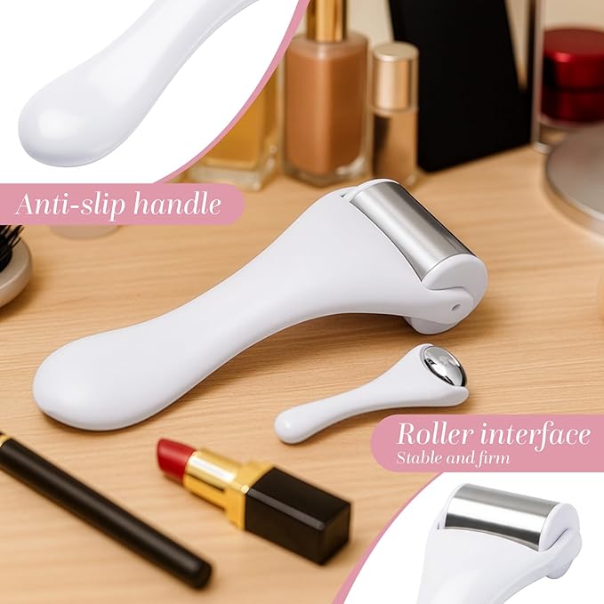 Tondiamo 2 Pcs Muscle Roller Gifts Stick Fascia Body Cellulite Face Muscle Massage Roller Manual Massage Tools for Relief Neck Arm Back Leg Body Deep Release(White,Metal)
