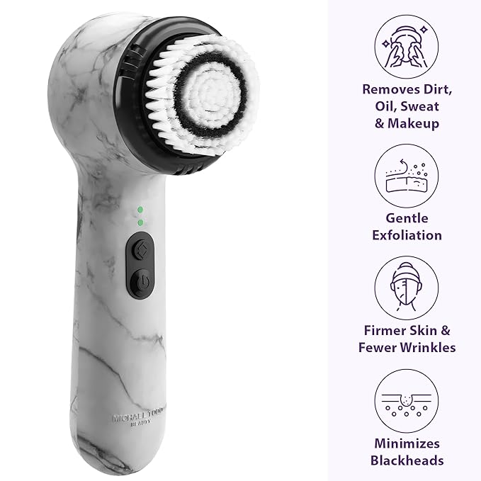 Michael Todd Beauty Soniclear Allure 2024 Best of Beauty Winner Facial Cleansing + Exfoliation Brush System with Antimicrobial Protected Bristles, 4 speeds, Serum Infusion Head + Travel Case
