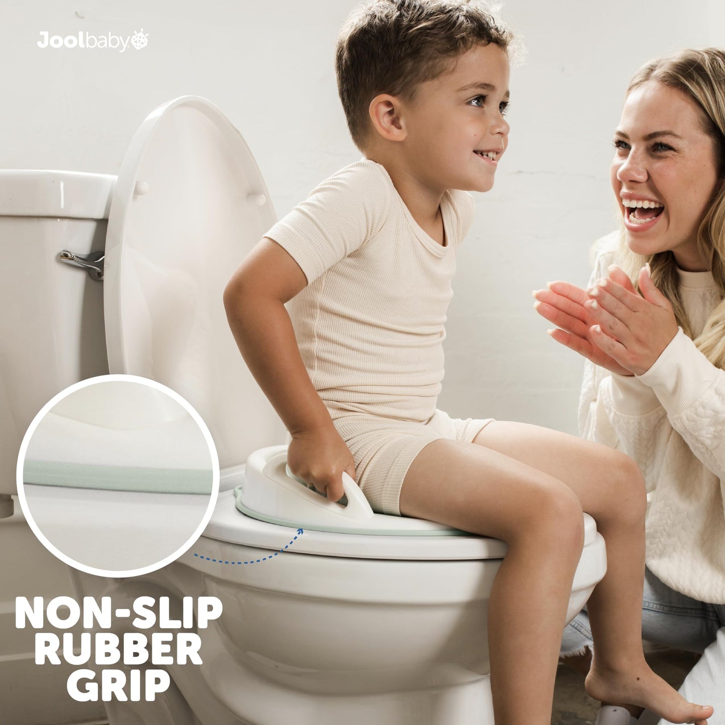 Jool Baby Potty Training Seat for Boys and Girls With Handles, Fits Round & Oval Toilets, Non-Slip with Splash Guard, Includes Free Storage Hook (Sage)