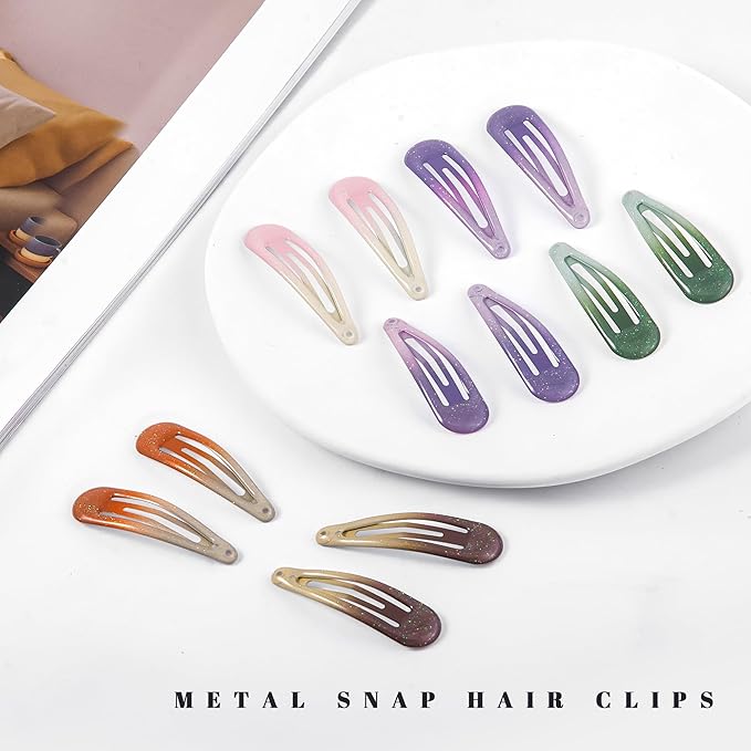 20 PCS Metal Snap Hair Clips Water Drop No Slip Barrettes for Women Bright Small Hair Clips For Thick And Thin Fine Hair,Multicolor,1.97 x 0.5 In.
