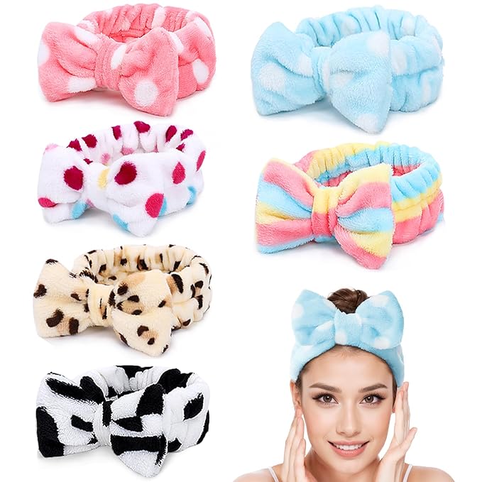 LADES Soft Skincare Headband – Adjustable, Comfortable & Stretchy Fabric, Cute Patterns for Makeup, Facial – Non-Slip, Headband for Hair Control