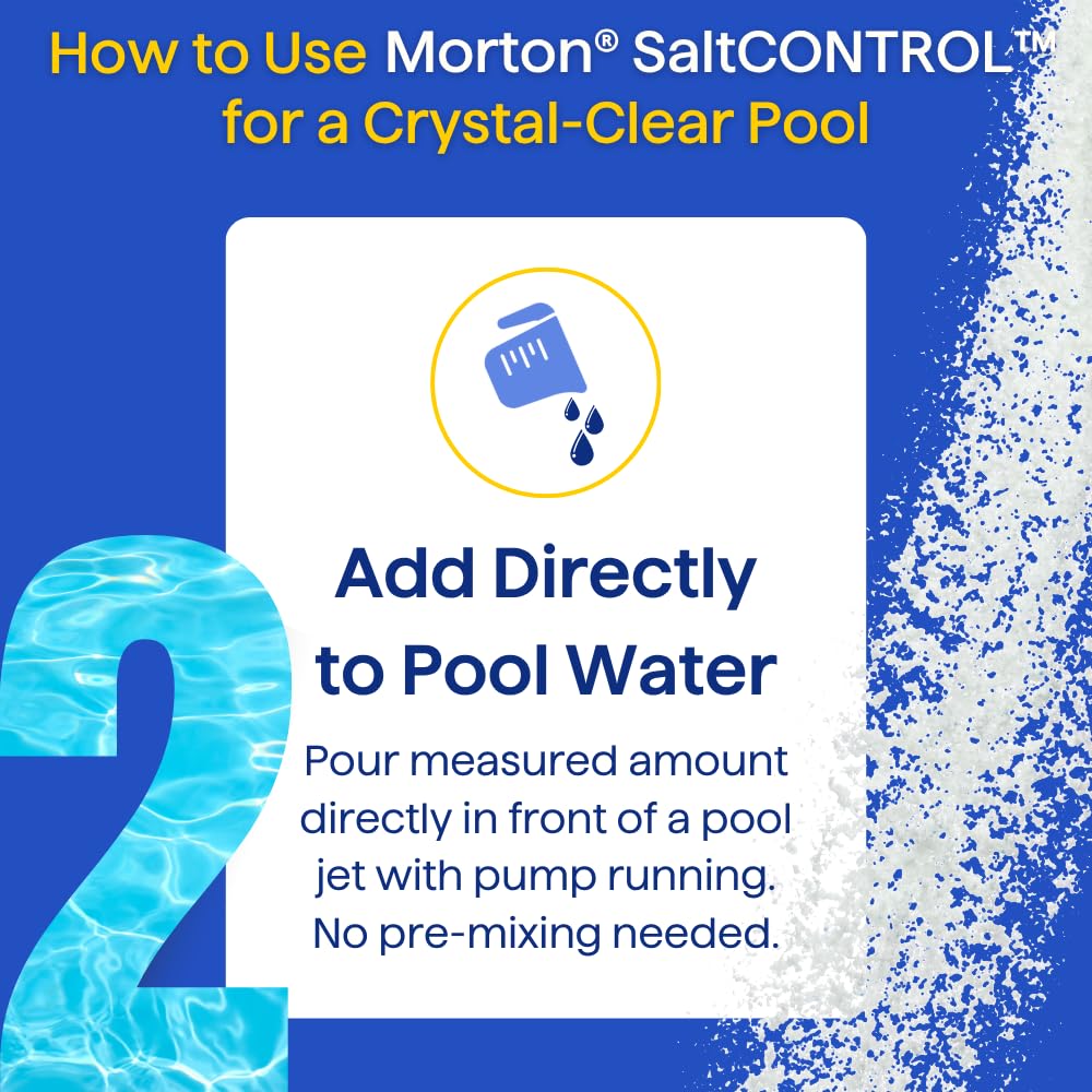 Morton SaltCONTROL | 5-in-1 Pool Enhancer for pH Balance, Scale Prevention & Water Clarity | Compatible with All Pool Types | Weekly Use | 32oz