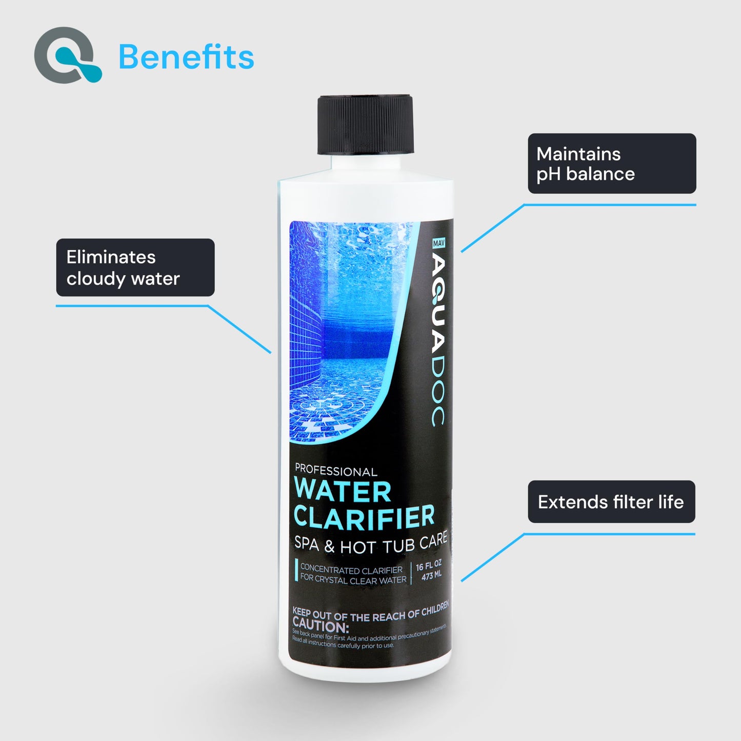 AquaDoc Spa Clarifier & Spa Defoamer Hot Tub Chemical Kit - Includes 16oz Water Clarifier & 16oz Anti-Foam for Hot Tubs