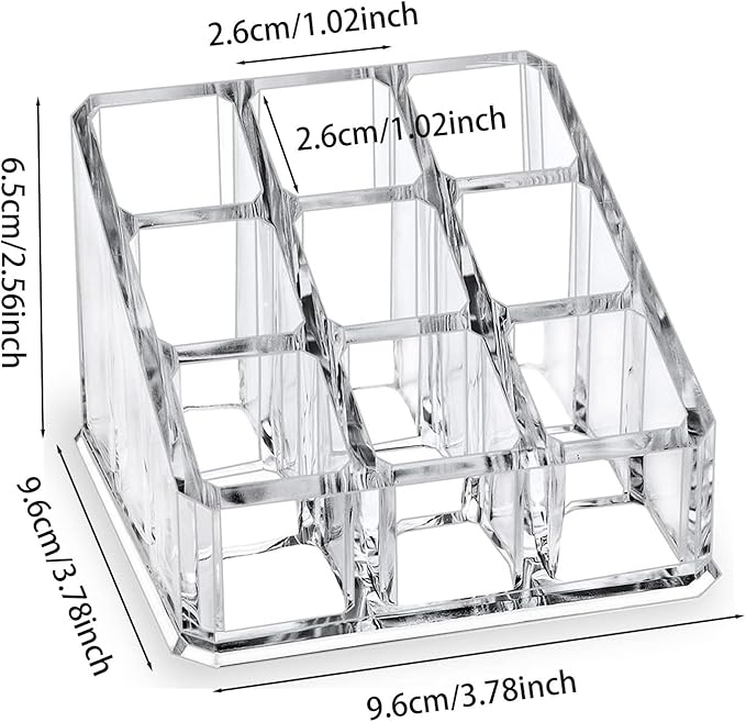 Clear Acrylic Lipstick Lip Gloss Organizer 9 Slots Small Comestic Display Holder for Nail Polish Essential Oil