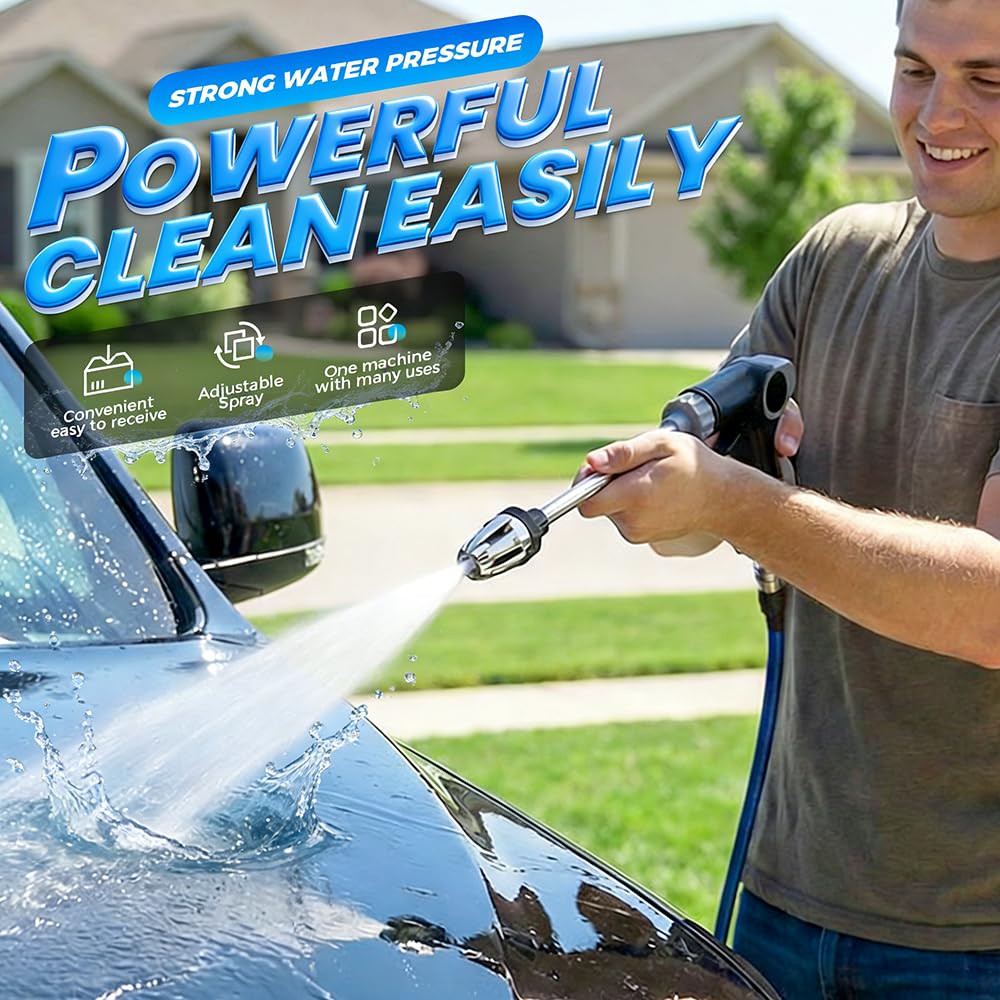 Hose Nozzle High Pressure, 2026 New Turn Any Hose Into a High Pressure Water Washer Jet, Jet Nozzle Power Washer for Garden Hose, Universal Water Pressure Washer for Car Garden Yard Cleaning (1 Piece)
