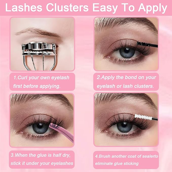 Manga Lash Clusters, 640 Pcs Eyelashes Clusters Extensions 9-16mm Individual Lashes D Curl Fluffy Wispy False Eyelashes Thin Band (50D&60D)