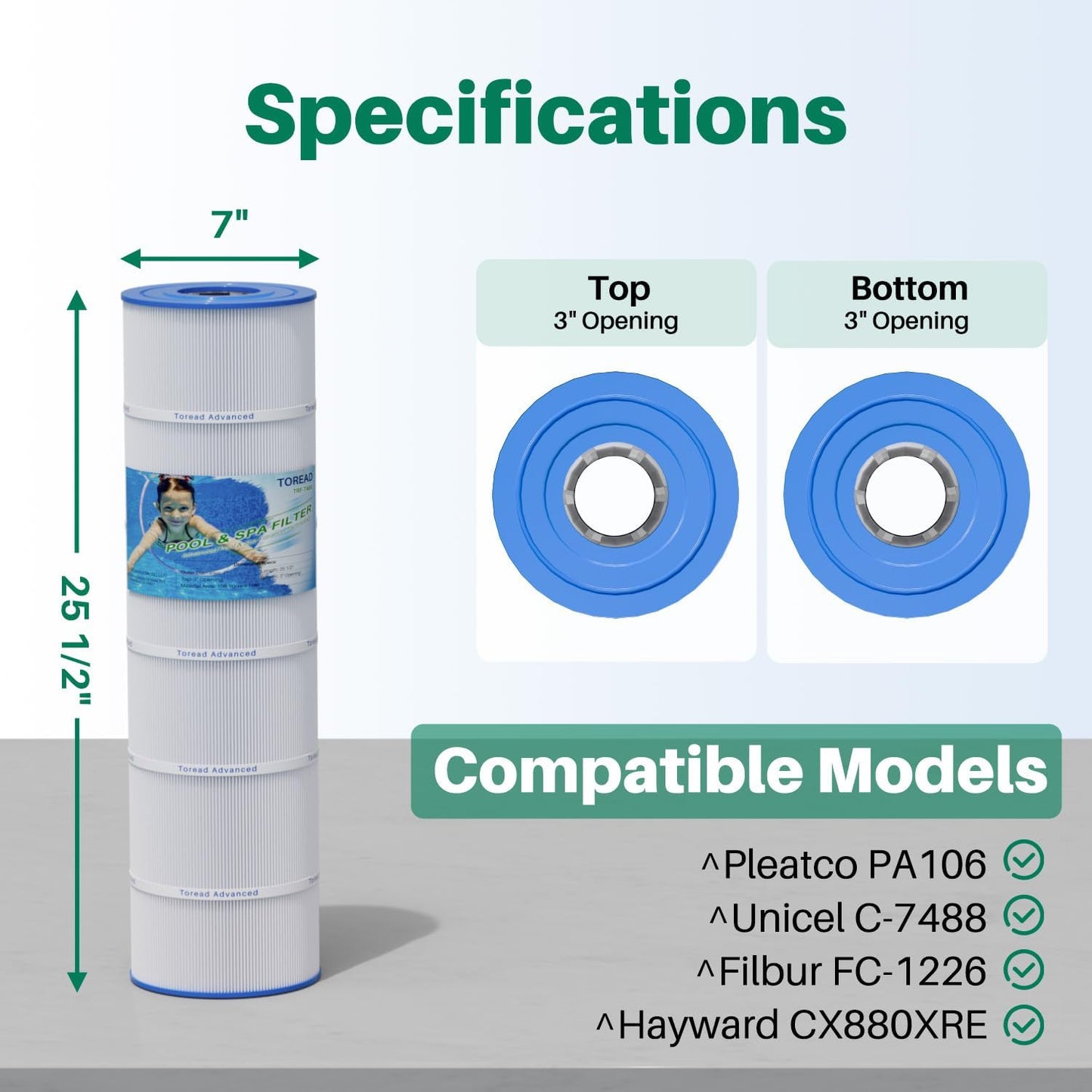 TOREAD PA106 Pool Filter Replaces Hayward CX880XRE, Ultral-A1, Unicel C-7488, Filbur FC-1226, FC-6430, Hayward SwimClear C4020, C4025, C4030, 4 X 106 sq. ft. Filter Cartridge 4 Pack