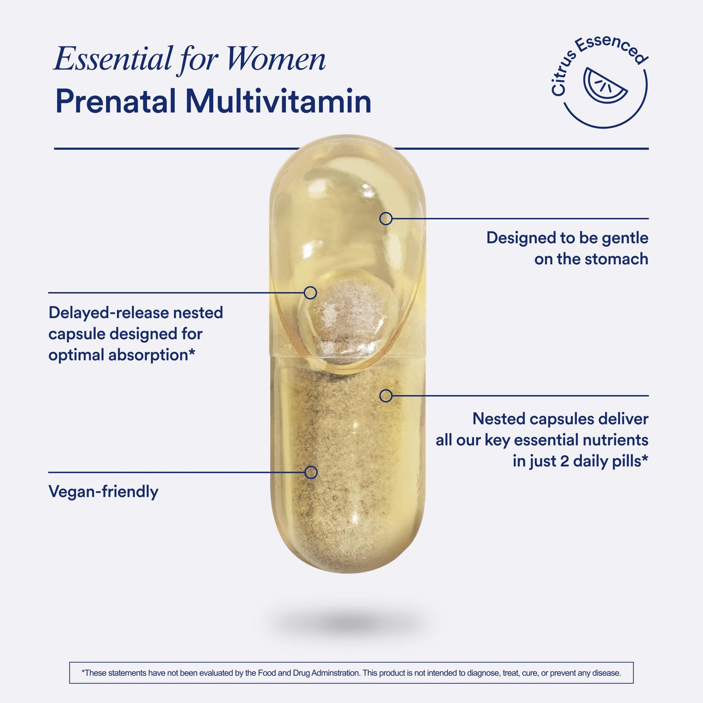 Ritual Prenatal Multivitamin For Women - Key Essential Vitamins and Minerals To Support Mom and Baby During Pregnancy* - Folate, Choline, Omega-3 DHA, Iron - Vegan - Citrus - 60 Capsules - 30 Servings