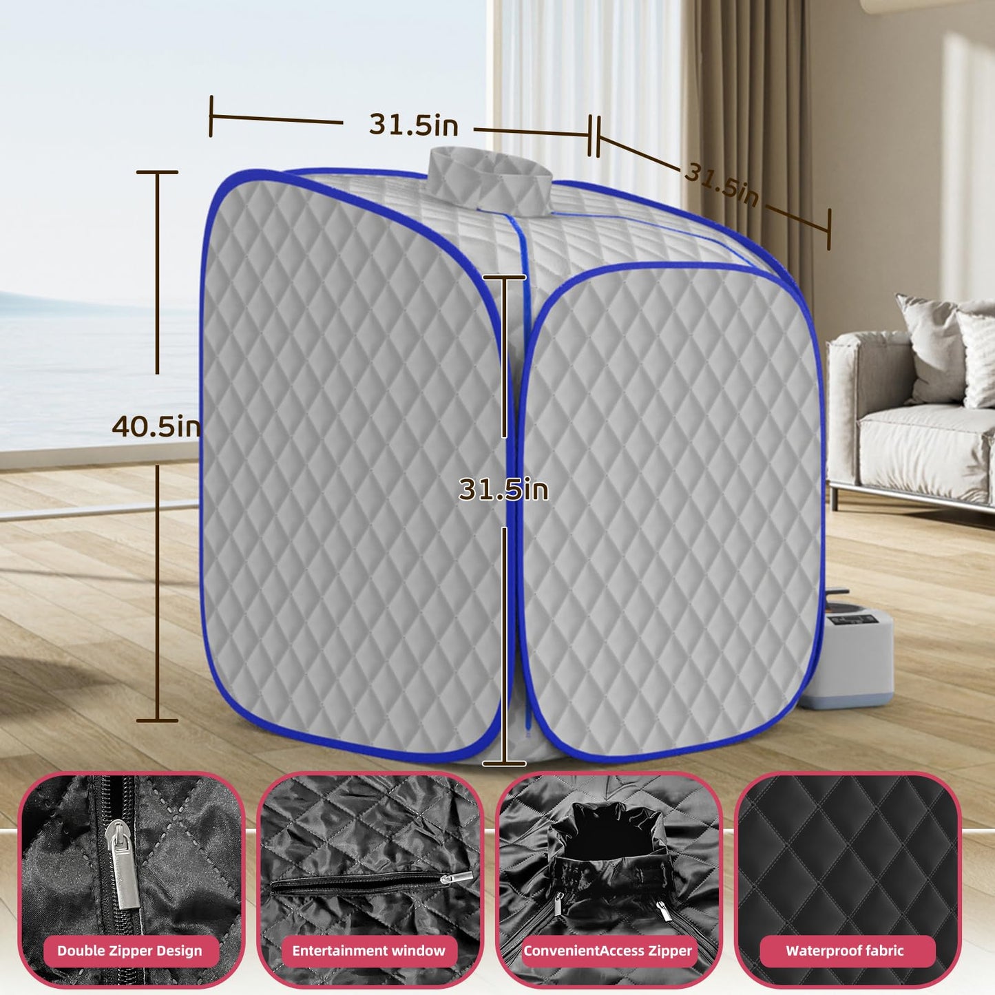 FniOk Portable Steam Sauna at Home, 9 Levels Heating, Sauna Tent for Home with Steamer and Folding Chair, Sauna for Relaxation, Detoxification, Spa