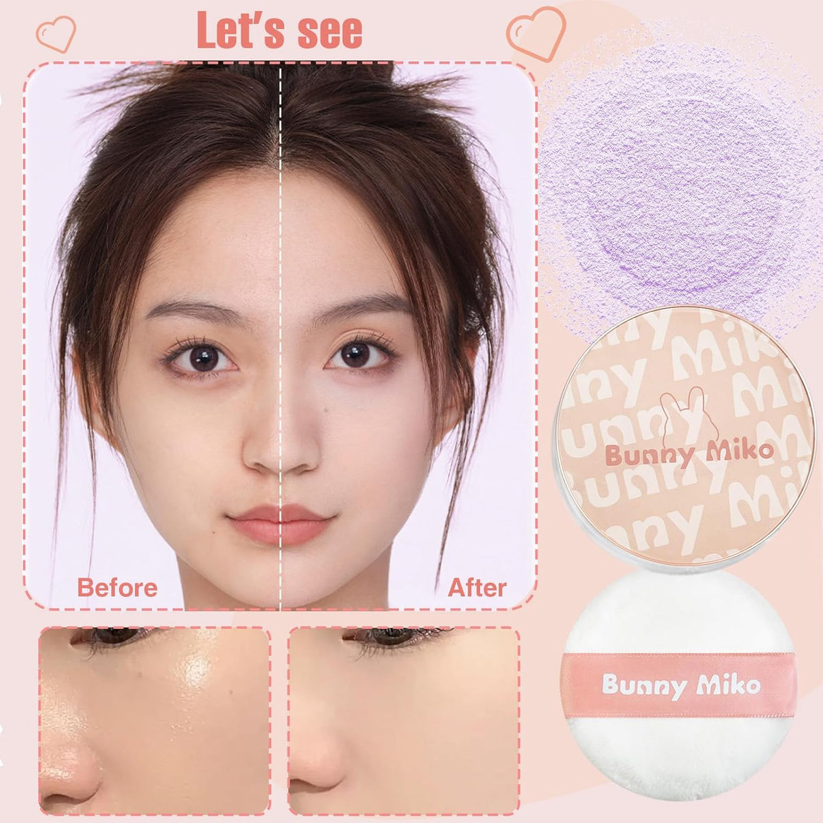 Loose Setting Powder Color-correcting Tone Up Oil Absorbing Mattifying Blurring Pores 0.35 Oz, 02 Light Purple