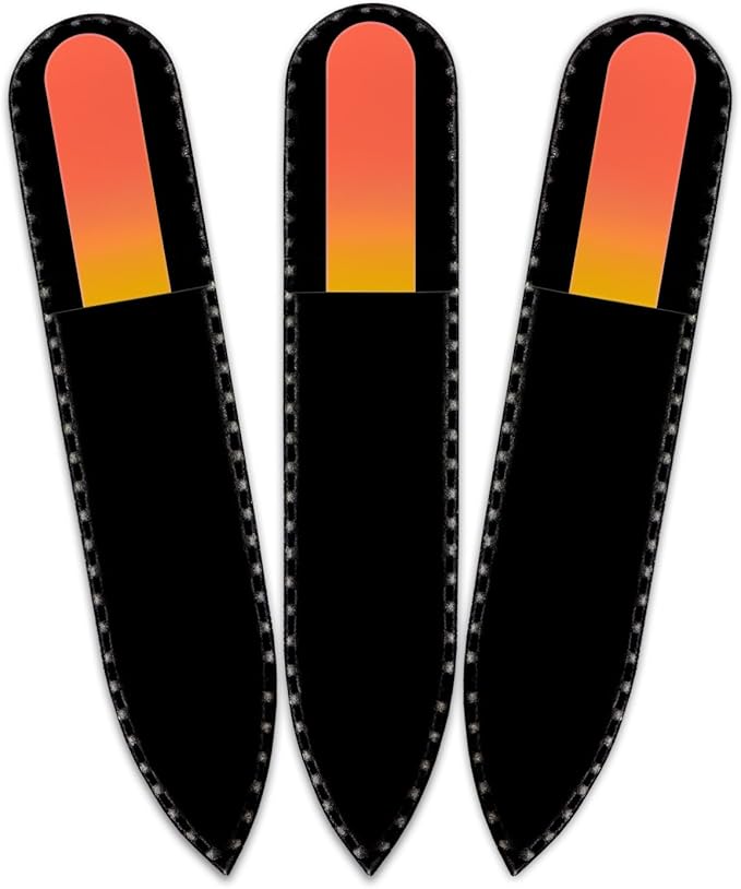 Mont Bleu Rainbow Crystal Nail File in Black Pouch - Small - Purse Size - Czech Tempered Glass - Handmade in Czech Republic - Czech Glass Nail Files Set for Women&Men&Kids