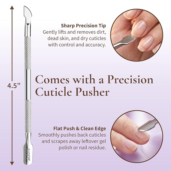 Professional Cuticle Cutter & Pusher Trimmer Manicure Tools with Double Spring – Perfect Nail Care Tool for Manicure & Pedicure Beauty at Home/Spa/Saloon (Silver)