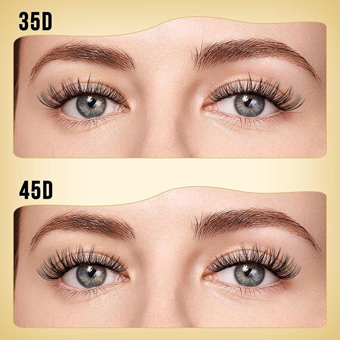 QUEWEL Lash Clusters 320Pcs Cluster Lashes 35D+45D C Curl Lash Cluster Eyelash Extensions Mix9-16mm Individual Eyelashes Clusters Wispy Lash Clusters Thin Band Soft to Use at Home(35D+45D C Mix9-16)
