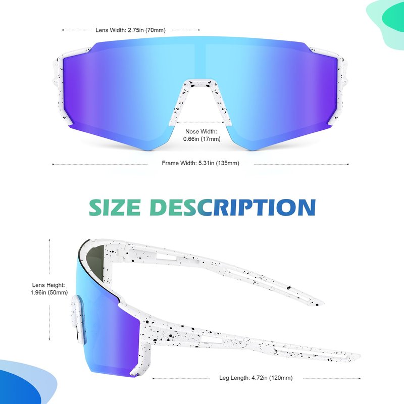 Fanshen Kids Baseball Sunglasses for Boys Girls Ages 3-12, Sports Polarized Youth Baseball Softball Sunglasses UV Protection (Blue/Red)