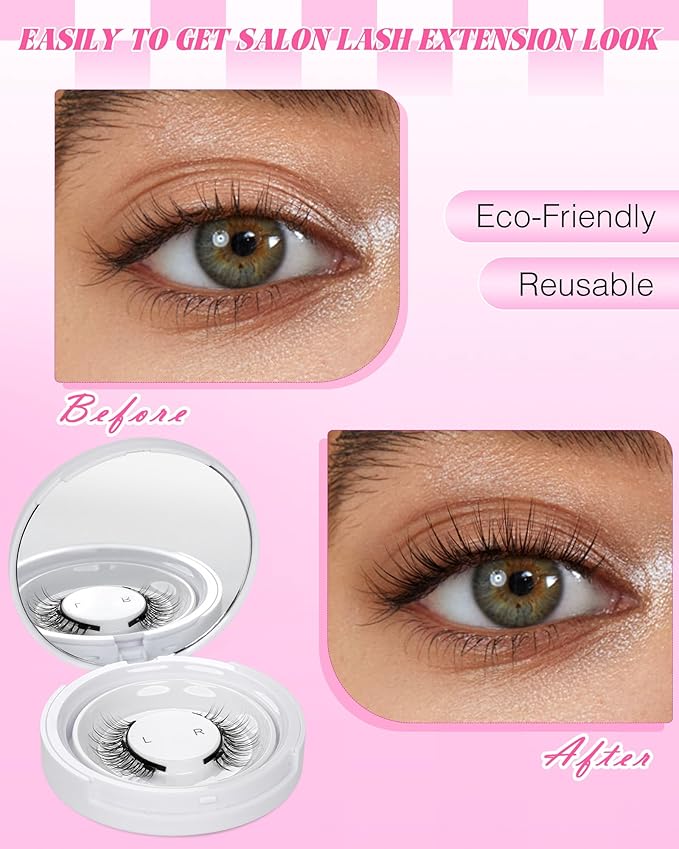 EMEDA Magnetic Eyelashes Natural Look No Glue Reusable Magnetic Lashes with Applicator, Faux Mink Lashes Lightweight & Comfortable for Women Sensitive Eyes Daily Makeup with Mirror Case (21)