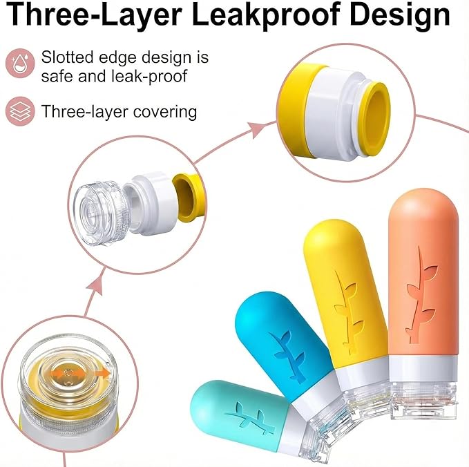 Travel Bottles Kit (16 Pack) - TSA Approved, Leak Proof Silicone Squeezable Containers for Toiletries. Complete Set with Jars, Sprayers & Bag (White)