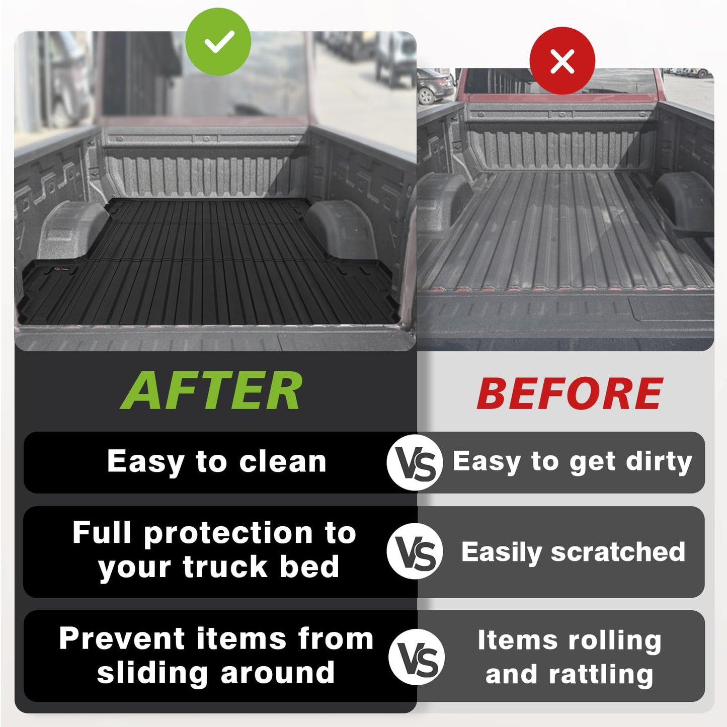 TripleAliners Truck Mat Compatible with 2019-2026 Chevy Silverado/GMC Sierra 1500 5.8FT Accessories, Truck Bed Mat Heavy Duty Custom Fit All Weather Protection TPE Pickup Liner