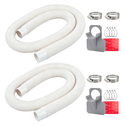 1-1/4" Pool Hoses Kit Replacement for Above Ground Pools – 1.25" Pool Filter Pump Hose with Hose Holders & Clamps Compatible with Intex Pool Filter Pump 607, 637 (White -2 Pack)