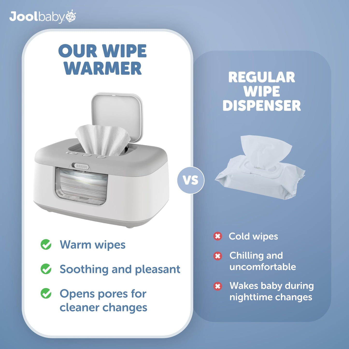Jool Baby TinyBums Baby Wipe Warmer & Dispenser with LED Changing Light & On/Off Switch (Gray)
