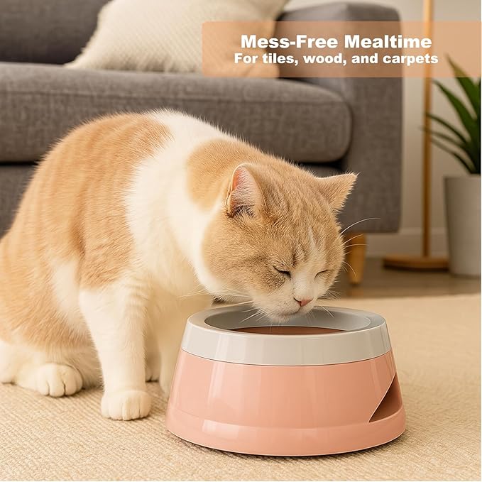 25oz Dog Water Bowl for Small/Medium Pets – Spill-Proof and No-Splash Slow Drinking Pet Water Dispenser, Portable Non-Slip Feeder Bowl for Travel, Car, Crate, and Home Use - Pink