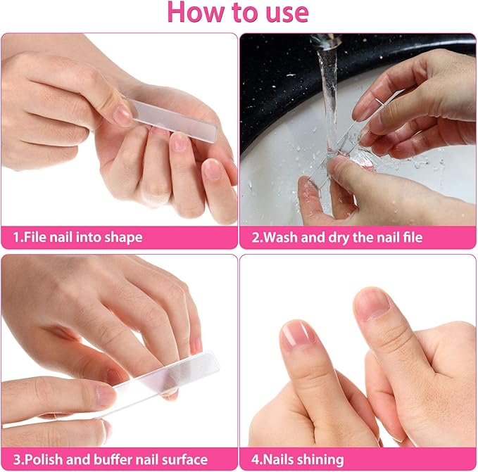 8 Pieces Nano Shiner Files Glass Natural Nail Files Crystal Shiner Buffer Polisher with Case for Natural Nails