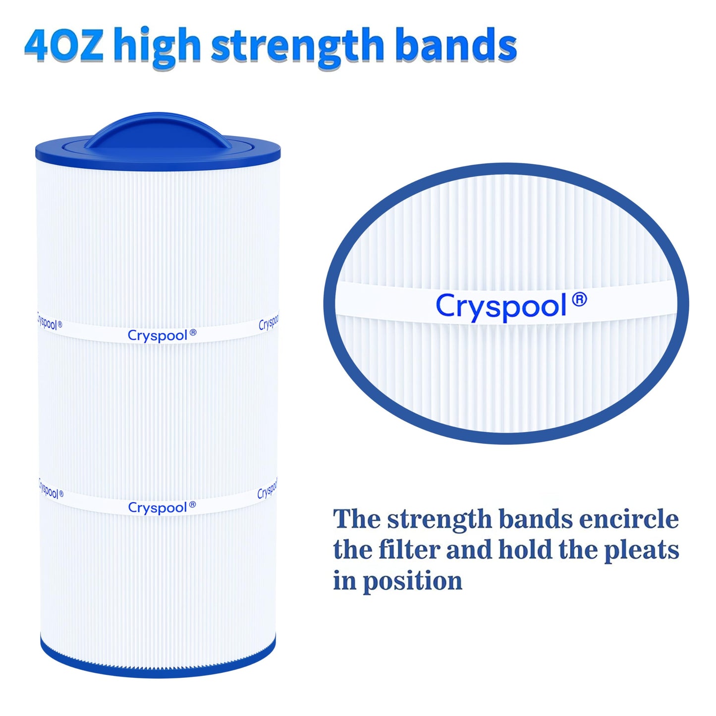Cryspool® 08010 Filter Compatible with Caldera Utopia 73722,1039607, C-8399, PCD100W, FC-3965, 100 Sq. Ft Spa Filter Cartridge, 1 Pack