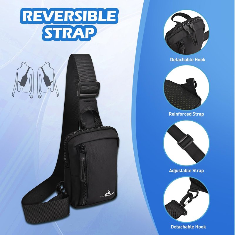 JIMYAO Mini Sling Bag for Men/Women, Waterproof Utility Chest Bag Crossbody Backpack for Hiking Travel Sports Running (Black)