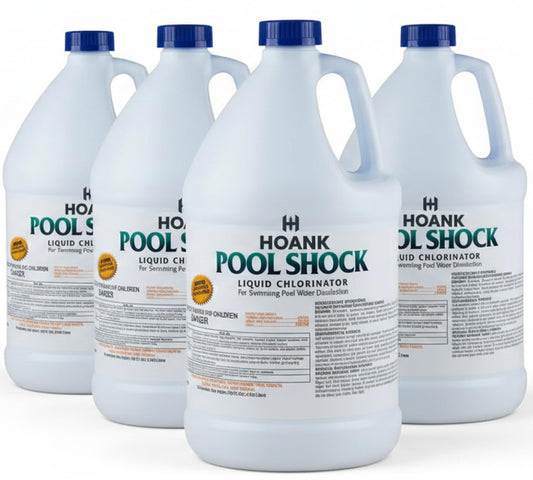 (4 Gallons) - Pool Shock Liquid Chlorine for Swimming Pools, 12.5% Sodium Hypochlorite, Treatment for Clear Water and Algae Control in Above Ground & Inground Swimming Pools - Ready-to-Use