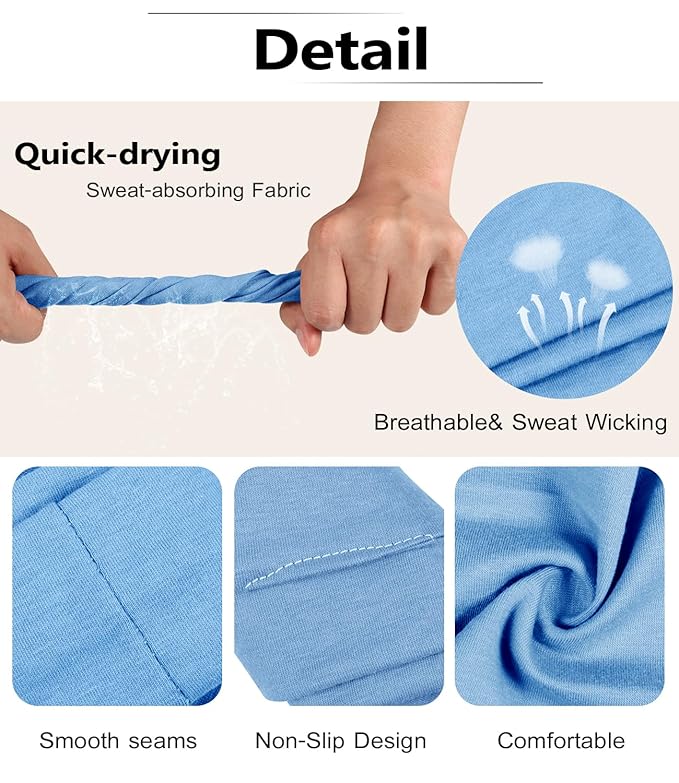 Ztomine Headbands for Women, 8pcs Stretchy Non Slip Soft Cotton Cloth Hair Bands for Sports, Workout, Yoga and Running