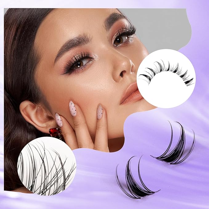 Ocean Pearl Lash Clusters Kit 154pcs 10-18mm manga/anime-inspired lashes clusters,spike-effect cluster lashes,Eyelashes,DIY Cluster Eyelash Extensions kit with lash bond+seal+remover+tweezers-M32+M35