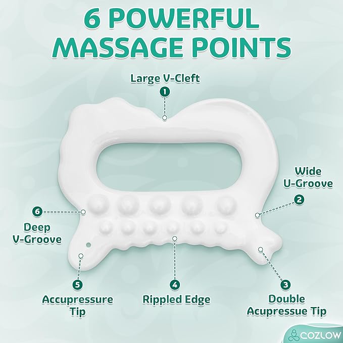 COZLOW Ceramic Gua Sha Massage Tool for Face & Body - Premium Muscle Scraping Tool for Lymphatic Drainage & Fascia Massage - Trigger Point Massager for Body Sculpting & Contouring - Style B