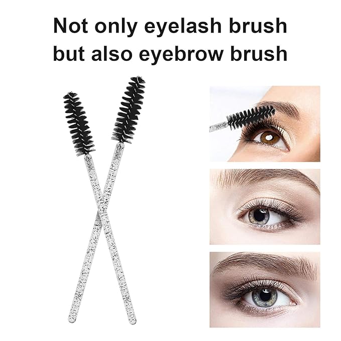 CHEFBEE 100PCS Disposable Eyelash Brush, Mascara Wands Makeup Brushes Applicators Kits for Eyelash Extensions and Eyebrow with Container (Black)