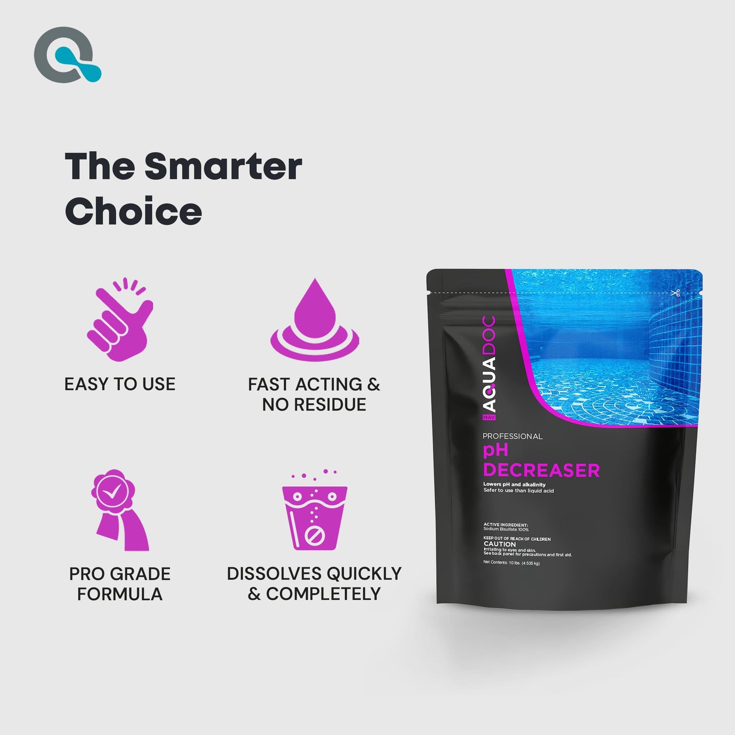 MAV AquaDoc pH Down for Pools - 10lb - Sodium Bisulfate pH Decreaser for Pool & Alkalinity Decreaser - Easy Dissolving Dry Acid Pool Chemicals Made in the USA