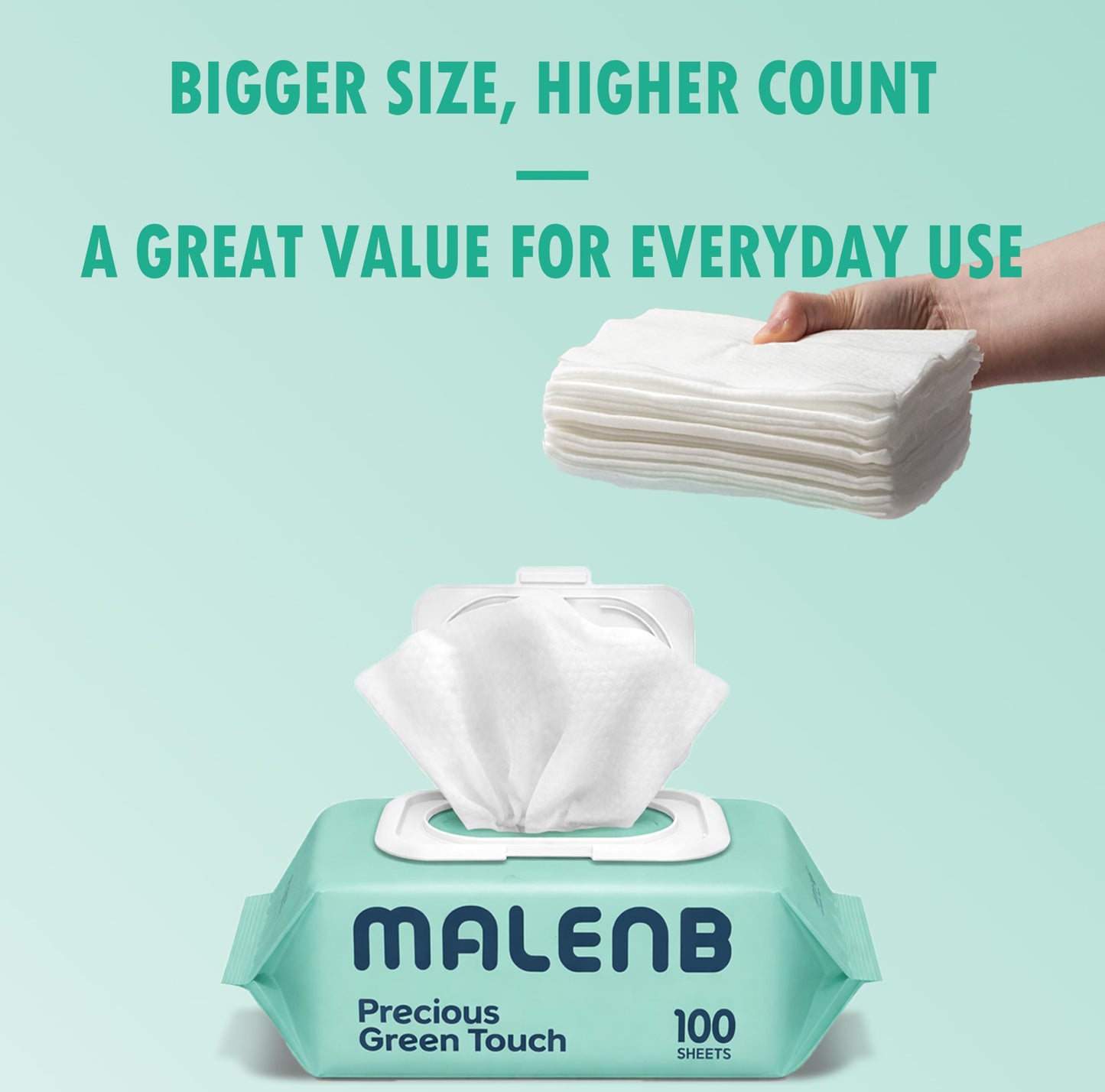 Sensitive Baby Wipes, Plenty of 10-Stage Purified Clear Water, Naturally Derived Ingredients, Unscented, Hypoallergenic, Korean Standard, 10 Flip-Top Packs (1000 Wipes Total) Green 55 gsm