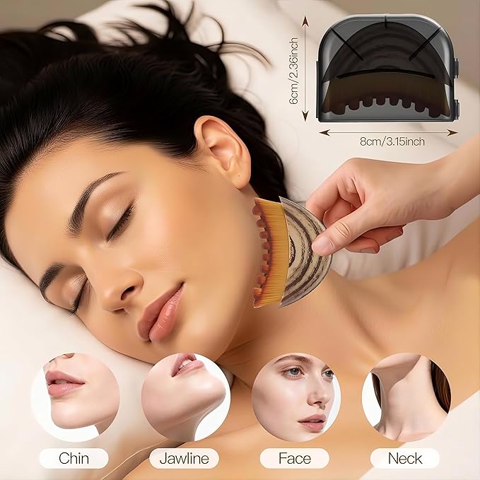 2 Pcs Facial Lymphatic Drainage Brushes Set for Face Contour Jawline Sculpting Real Dry Massage Tool with Soft Bristle for Puffiness Relief Skin Tightening & Natural Glow Professional Beauty Care Set