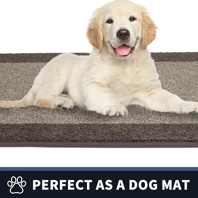 PURRUGS Dirt Trapping Door Mat 24" x 96", Non-Slip Washable Entry Mat, Dog Doormat, Front Door Mat, Super Absorbent Entrance Mat for Muddy Shoes & Paws, Beige & Grayish Brown