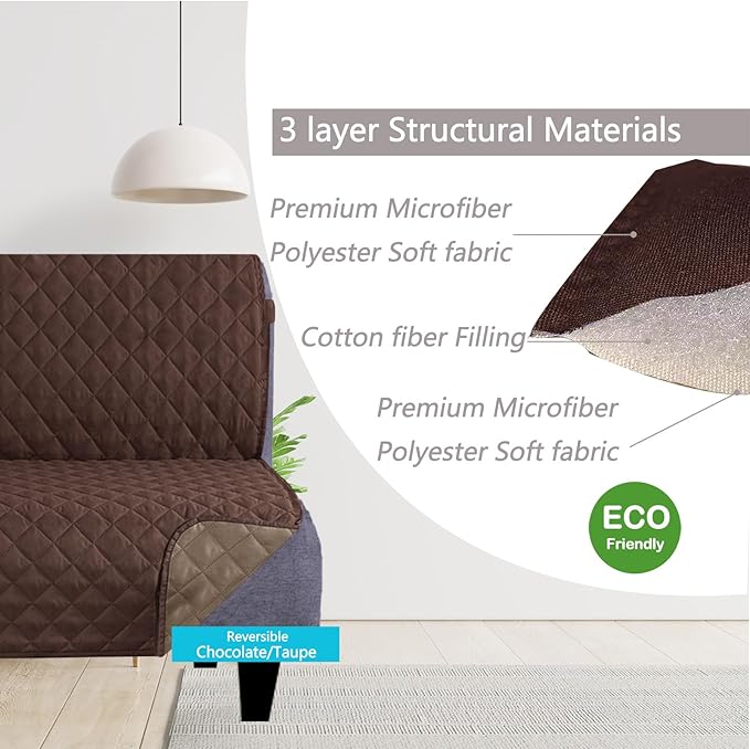 U-NICE HOME Futon Sofa Covers Reversible Sofa Slipcover Armless Cover Furniture Protector Couch Cover Water Resistant (Futon, Chocolate/Taupe)