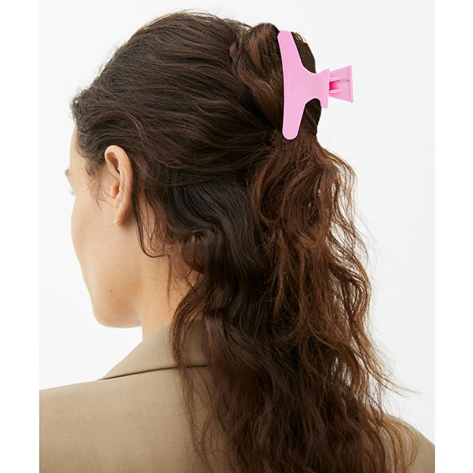 Hair Clips for Styling Sectioning 12 Pack Pink Hot Pink Butterfly Clamps Hair Claw Clips Pro Salon Hair Clips for Styling, Sectioning, Cutting and Coloring