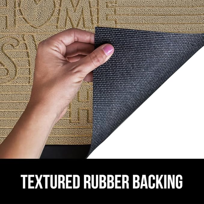 GORILLA GRIP 100% Waterproof All-Season WeatherMAX Doormat 35x23, US Designed Natural Rubber, Stain and Fade Resistant, Low Profile Indoor Outdoor Door Mats, Easy Clean Patio Mat, Home Sweet Home