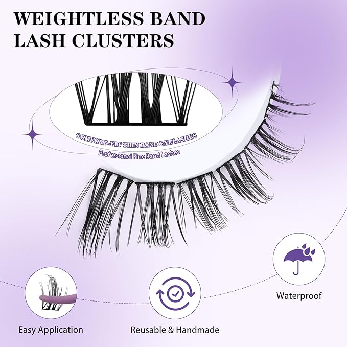 B&Q Wispy Lash Clusters Full B20,Eyelash Clusters 156PCS Comfortable band Cluster Eyelash Extensions,8-18mm Volume Individual Lashes Lightweight D Curl Lash Clusters Soft Eyelashes Natural Look(B20)